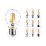 Multipack 10x Noxion Lucent LED E27 Pera con Filamento Clara 4.5W 470lm - 822-827 Dim To Warm | Regulable - Reemplazo 40W