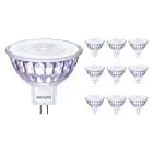 Multipack 10x Philips Master Value LED Foco GU5.3 MR16 7.5W 630lm 36D - 930 Luz Cálida | Mejor reproducción de color - Regulable - Reemplazo 50W