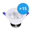 Multipack 15x Bright Choice Downlight LED Esférica Ajustable 15W 1200lm 60D - 930 Luz Cálida | 135mm - Recorte 110mm - UGR 